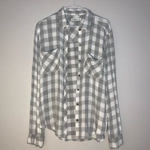 Abercrombie White & Gray Gingham Flannel Shirt